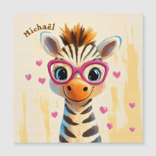 Zebra Valentine's Day Heart Badge Kids School
