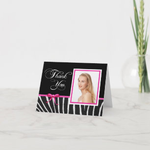 Zebra w/Pink Ribbon Thank You Notecard