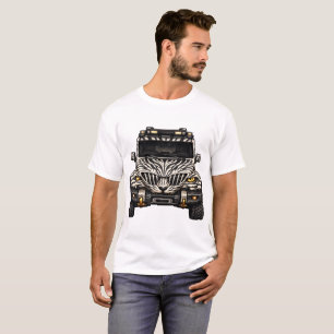 Zebra White Adventure SUV — BV-JZW Front View T-Shirt