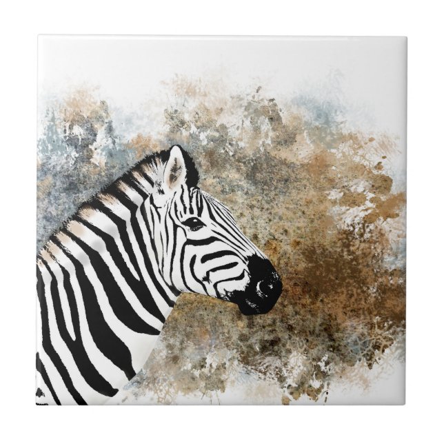 Zebra wild africa animal brown ceramic tile (Front)