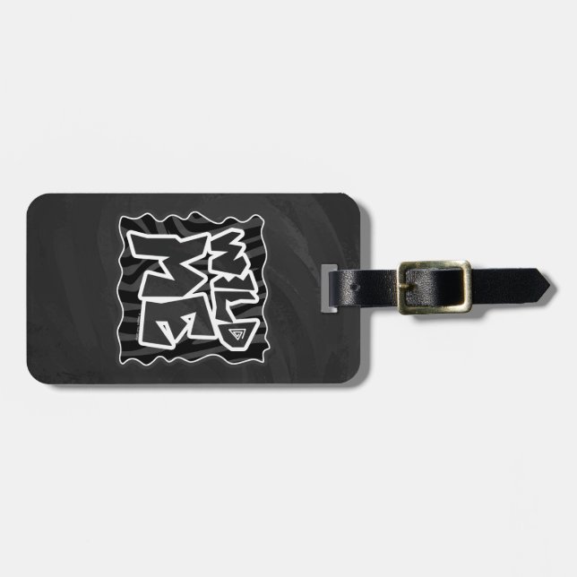 Zebra Wild me Black and Grey Luggage Tag (Front Horizontal)