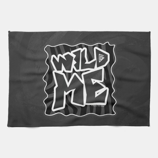 Zebra Wild me Black and Grey Tea Towel (Horizontal)