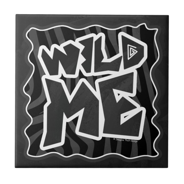 Zebra Wild me Black and Grey Tile (Front)
