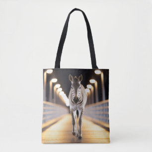 Zebra Wildlife Animal On Street Outdoors Tote Bag