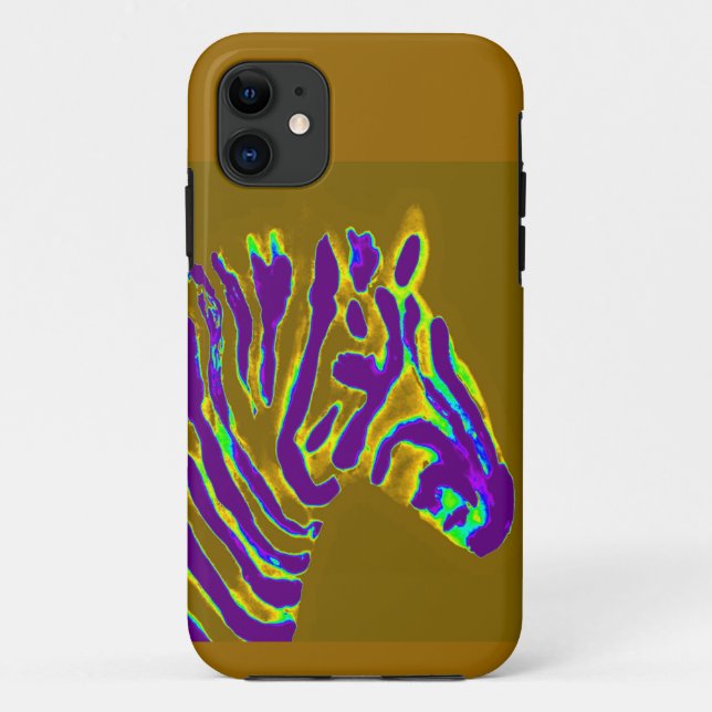 Zebra Wildlife Art Purple Striped Case-Mate iPhone Case (Back)