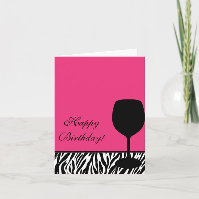 zebra wine birthday card (Front)
