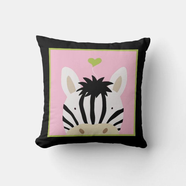 Zebra with Heart Cushion (Front)