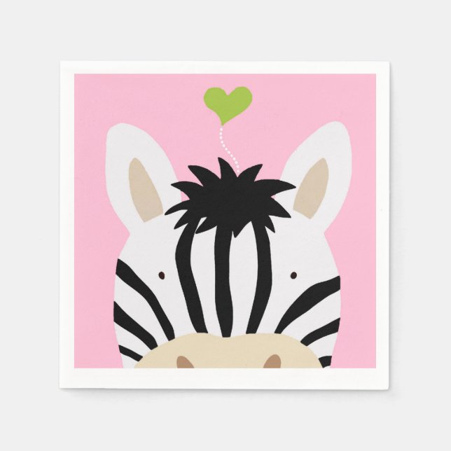 Zebra with Heart Napkin (Front)
