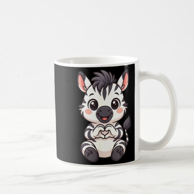 Zebra with heart women girls kids heart cute zebra coffee mug (Right)