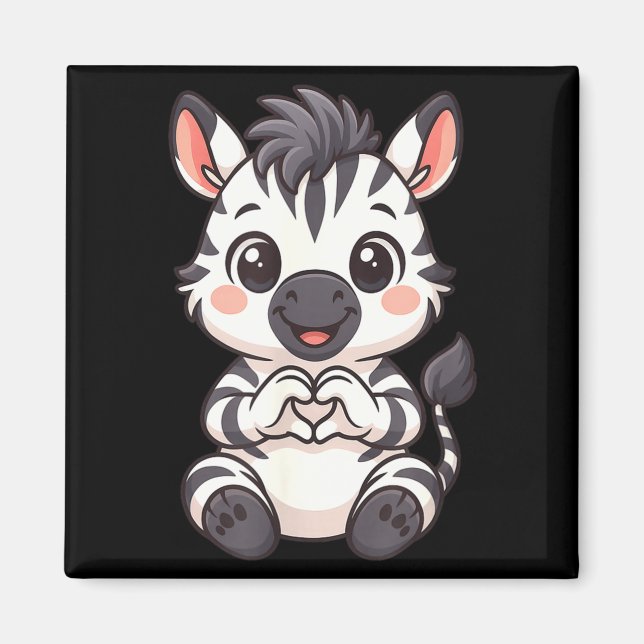 Zebra with heart women girls kids heart cute zebra magnet (Front)