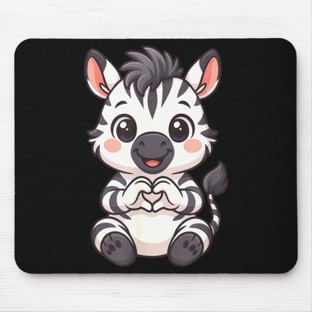 Zebra with heart women girls kids heart cute zebra mouse pad (Front)