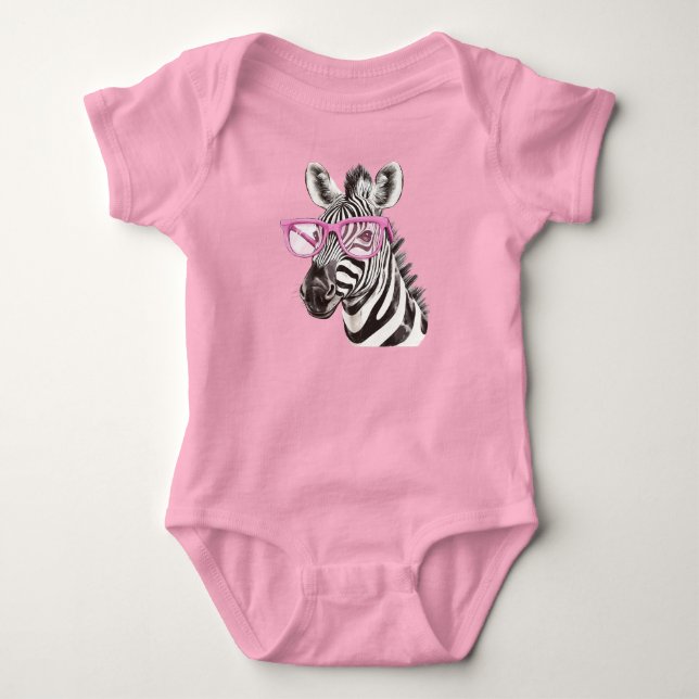 Zebra with Pink Glasses Bodysuits & One-Pieces (Front)