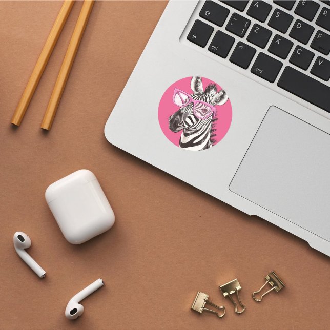Zebra with Pink Glasses Sticker (Creator Uploaded)