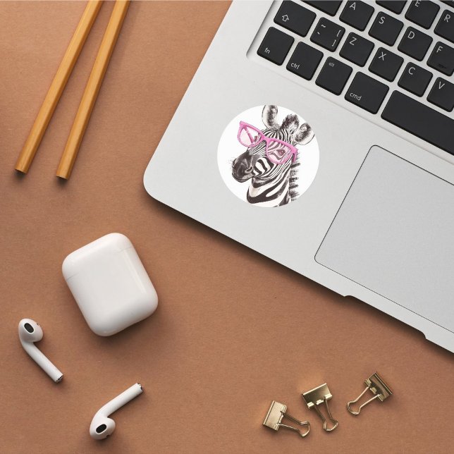 Zebra with Pink Glasses Sticker (Creator Uploaded)