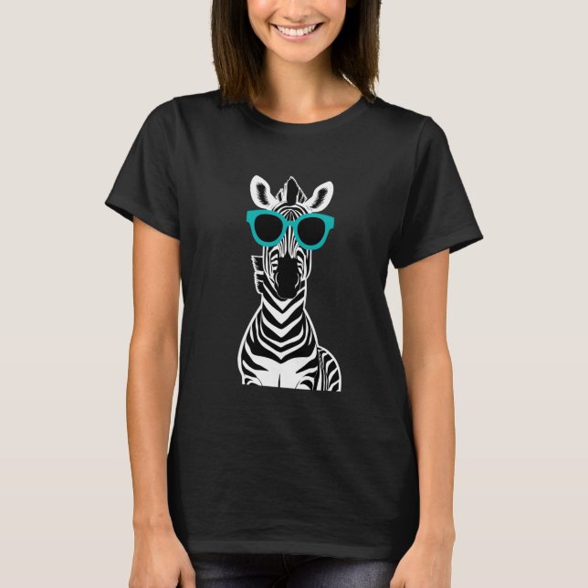 Zebra With Sunglasses Zoo Lover T-Shirt (Front)