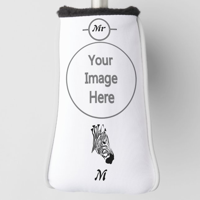 Zebra with Twisted Black Stripes Golf Head Cover (Rotate 90)