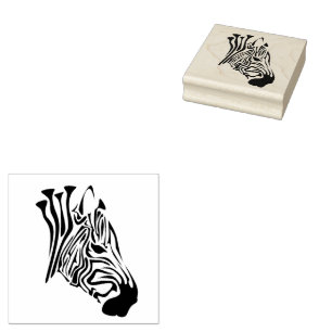 Zebra with Twisted Black Stripes Rubber Stamp