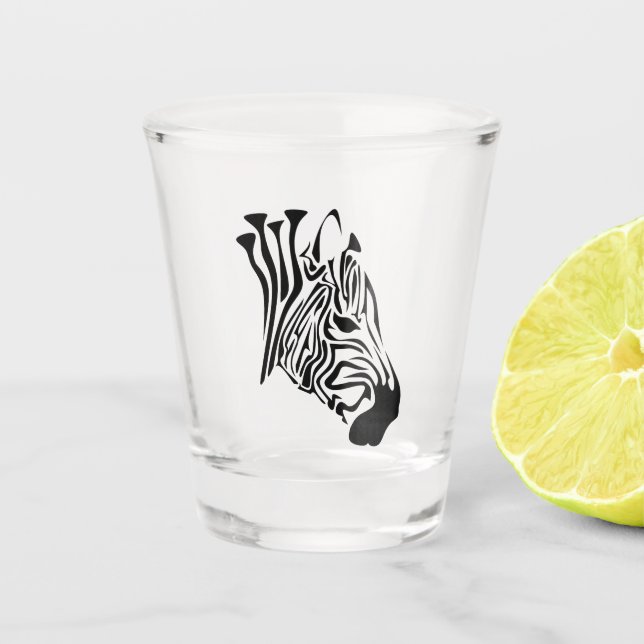 Zebra with Twisted Black Stripes Shot Glass (Front)