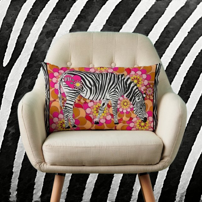 Zebra with Vintage Mod Flowers Pillow (Creator Uploaded)
