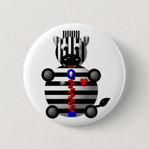 Zebra with Zipper 6 Cm Round Badge