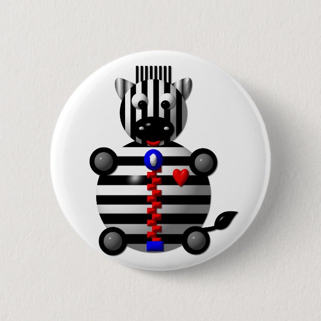Zebra with Zipper 6 Cm Round Badge (Front)