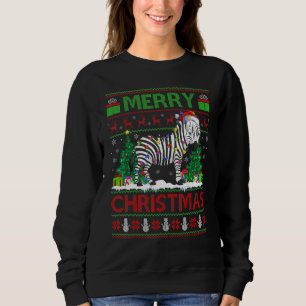 Zebra Xmas Tree Lights Ugly Santa Zebra Christma Sweatshirt