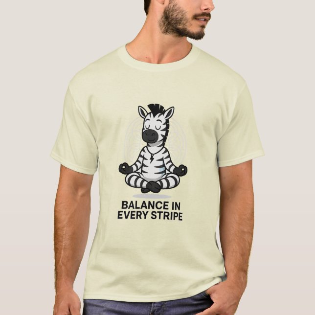 Zebra Zen – Funny Meditation T-Shirt (Front)