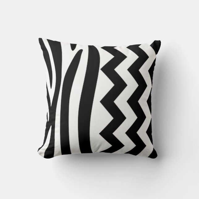 Zebra Zig Zag B&W Pillow (Front)