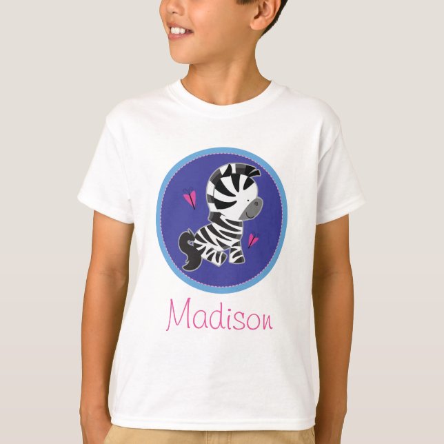 Zebra Zoo Animal Personalised Kids T-shirt (Front)