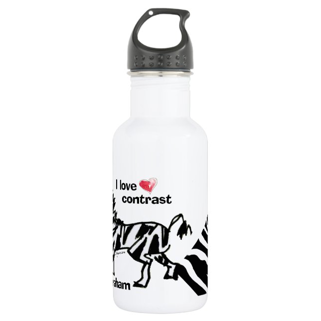 Zebraham- I love contrast 532 Ml Water Bottle (Front)