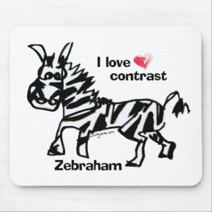 Zebraham- I love contrast Mouse Pad