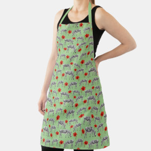 Zebras Among Hibiscus Flowers Apron