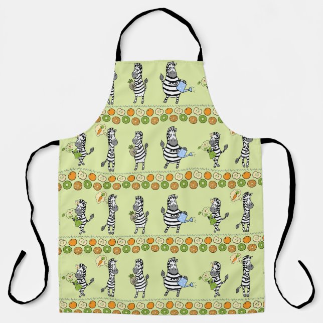 Zebras and Fruits Seamless Pattern Apron (Front)