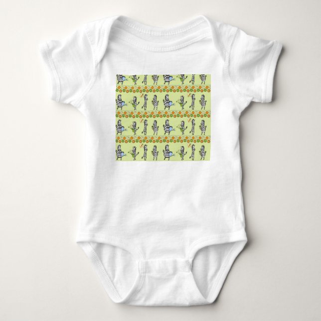 Zebras and Fruits Seamless Pattern Baby Bodysuit (Front)