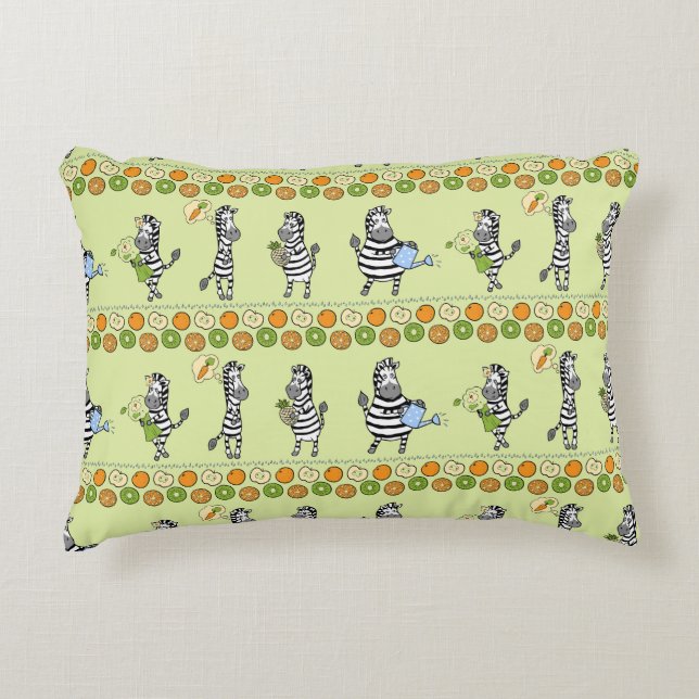 Zebras and Fruits Seamless Pattern Decorative Cushion (Front)