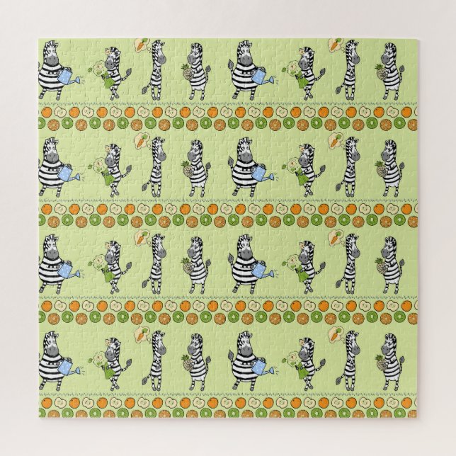 Zebras and Fruits Seamless Pattern Jigsaw Puzzle (Vertical)