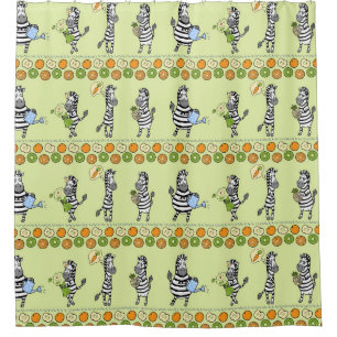Zebras and Fruits Seamless Pattern Shower Curtain