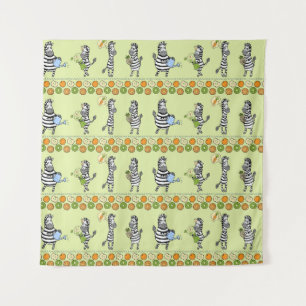 Zebras and Fruits Seamless Pattern Tapestry