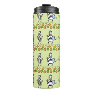 Zebras and Fruits Seamless Pattern Thermal Tumbler