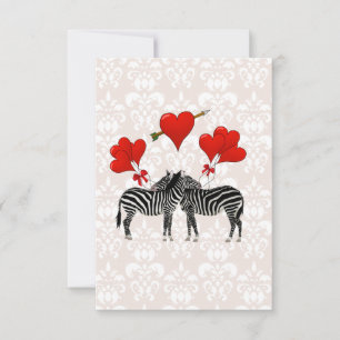 Zebras and hearts on pink damask