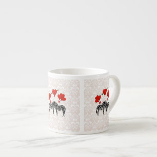 Zebras and hearts on pink damask espresso cup