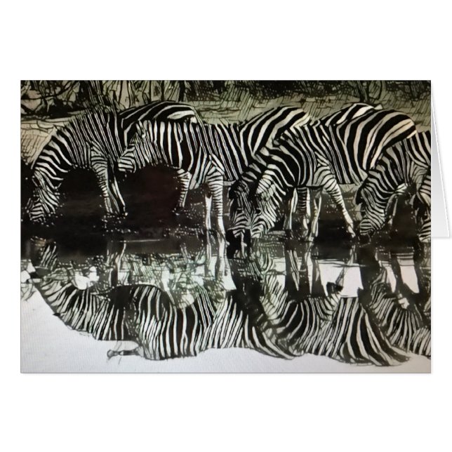Zebras at Watering Hole (Front Horizontal)