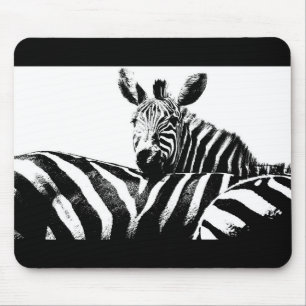 Zebras Black And White Pop Art Template Customise Mouse Pad