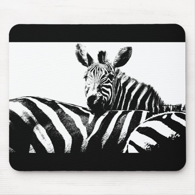 Zebras Black And White Pop Art Template Customise Mouse Pad (Front)