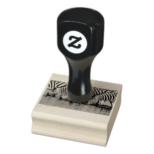 Zebras drinking rubber stamp