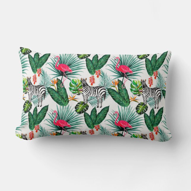 Zebras & flamingos throw Pillow (Front)