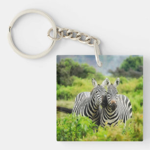 Zebras in the wild key ring