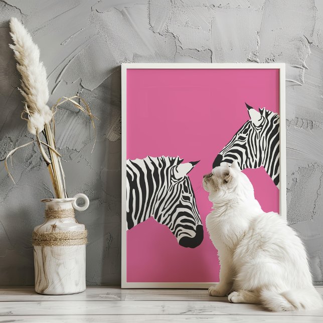 Zebras on Pink Preppy Animal Art Print (Creator Uploaded)