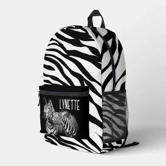 Zebra's Personalised  Printed Backpack (Back Corner Right)