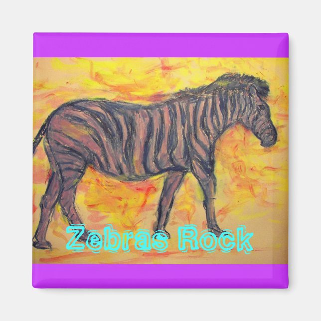 Zebras Rock Magnet (Front)